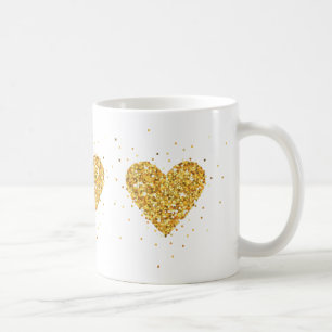 Mug Parties scintillant Gold Heart Texture