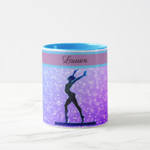 Mug Parties scintillant Gymnastique poutre bleu et vio