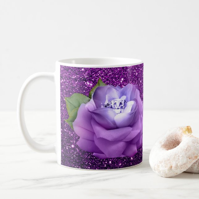 Mug Parties scintillant Lavender Diamond Rose Purple F (Avec donut)