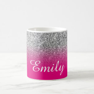 Mug Parties scintillant Ombre Faux argent chaud rose c