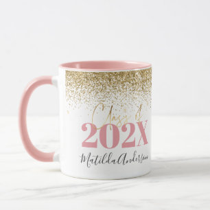 Mug parties scintillant or rose graduation élégant s
