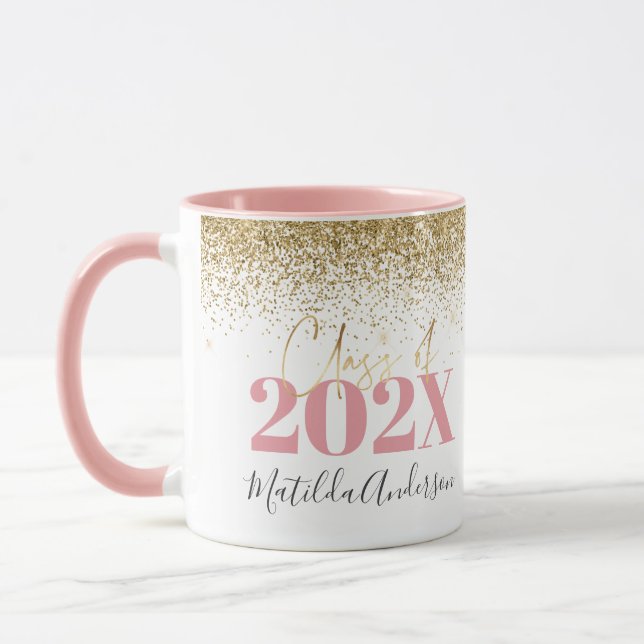 Mug parties scintillant or rose graduation élégant scr (Gauche)