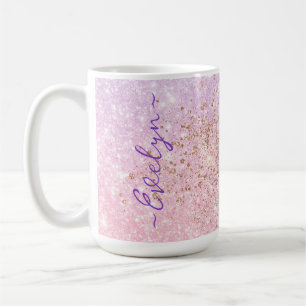 Mug Parties scintillant personnalisée rose pastel