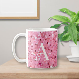 Mug Parties scintillant rose avec initiale