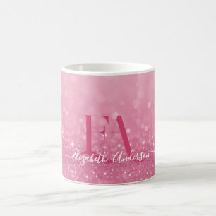 Mug Parties scintillant rose avec initiales person