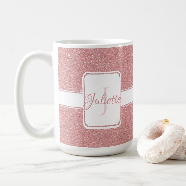 Mug Parties scintillant rose Boug de café personnalisé (Avec donut)