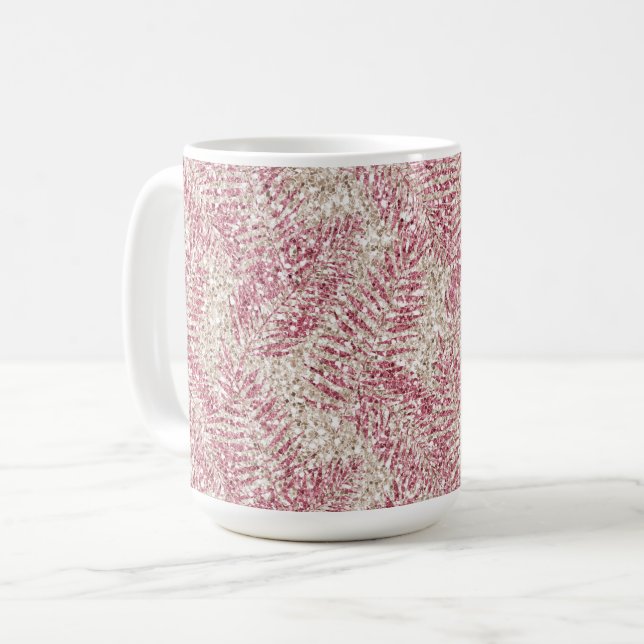 Mug Parties scintillant rose crème Glitz Feuilles trop (Devant gauche)
