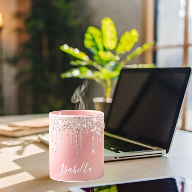 Mug parties scintillant rose doré rose pâle nom des go (Créateur téléchargé)