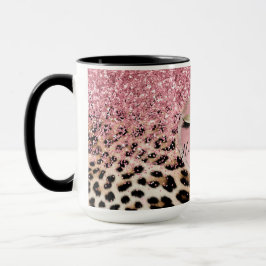 Mug Parties scintillant rose éclatante cils d'or léopa