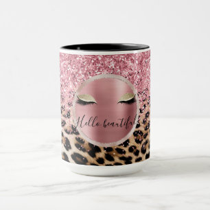 Mug Parties scintillant rose éclatante cils d'or léopa