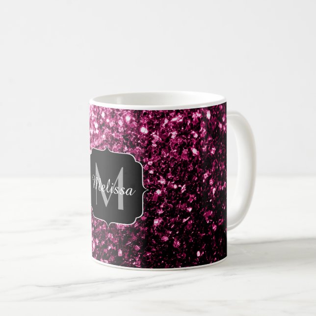 Mug Parties scintillant rose foncé brillant scintille  (Devant droit)