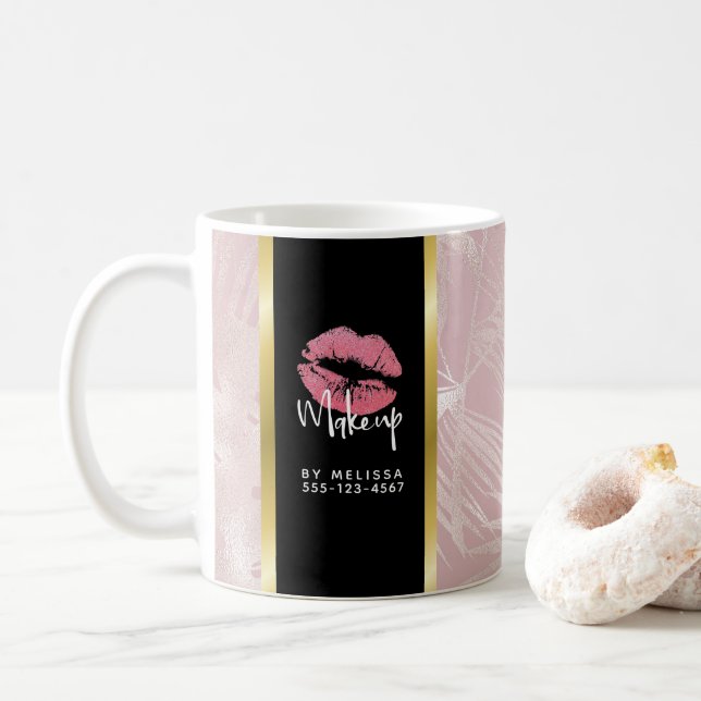 Mug Parties scintillant rose lèvres et Rose Gold Tropi (Avec donut)