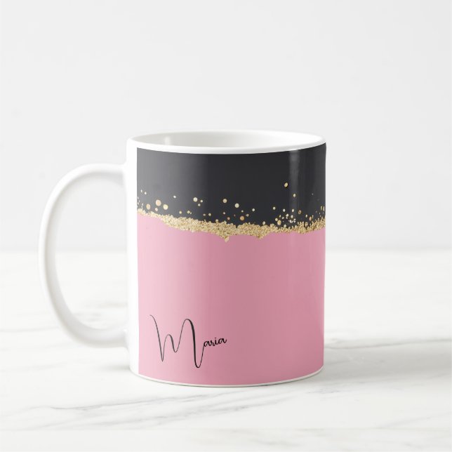 Mug Parties scintillant rose, noir et or (Gauche)