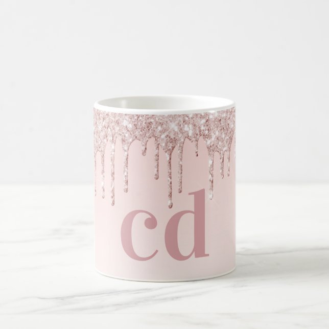 Mug parties scintillant rose or rose  monogramme initi (Centre)
