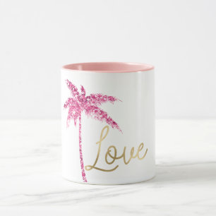 Mug Parties scintillant rose Palm Tree Gold Love