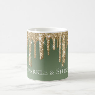Mug Parties scintillant Sage Green Gold Sparkle