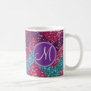 Mug Parties scintillantes Chevron Teal orange pourpre