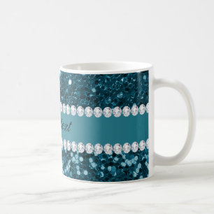 Mug Parties scintillantes et diamants bleus turquoises