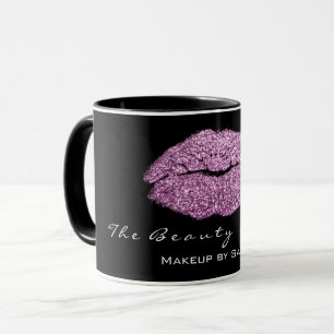 Mug Parties scintillantes noires pourpres de lèvre de