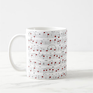 Mug Partition de musique de chanson d'amour coeurs rou