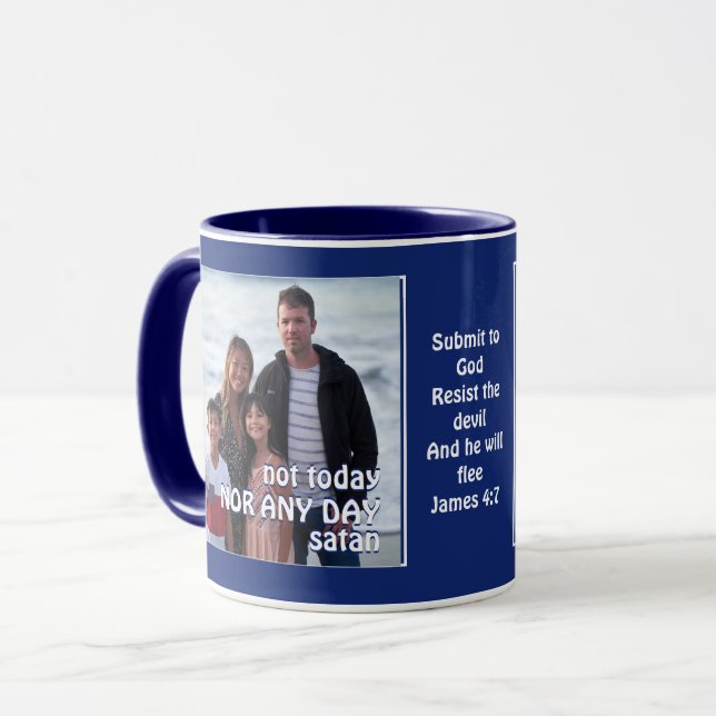 Mug PAS AUJOURD'HUI SATAN | Résister Au Diable | Photo (Devant gauche)
