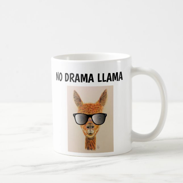 Mug PAS DE DRAMA LAMA avec lunettes de soleil Coffee M (Droite)