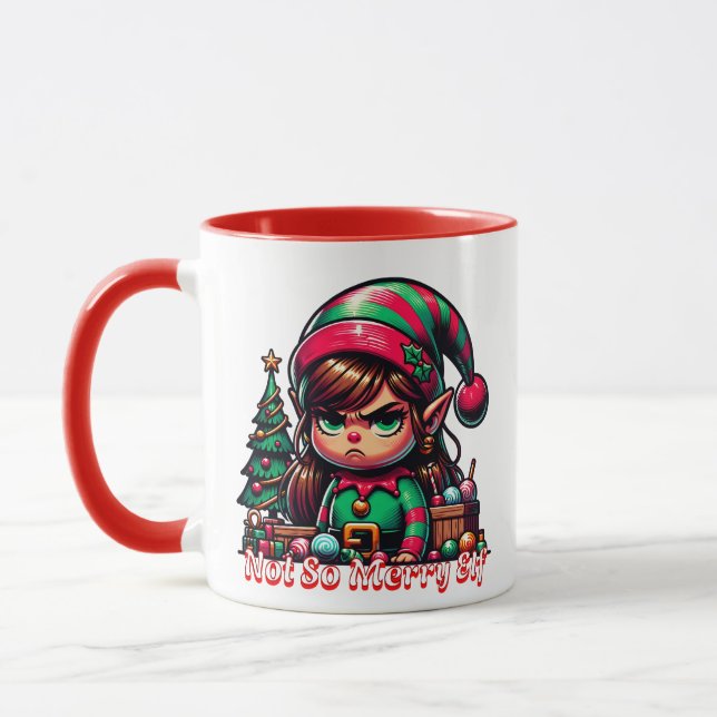 Mug Pas très joyeux elf de Noël | Funny Personnalisé (Gauche)