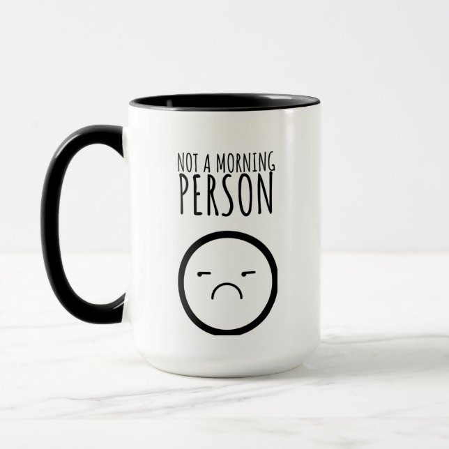 Mug Pas une personne du matin, un visage grincheux (Gauche)