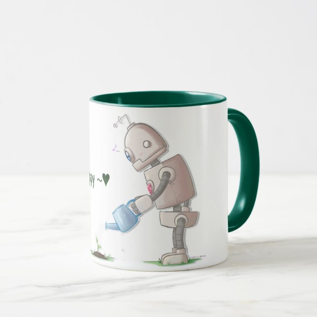 Mug Passe-temps du jardin de peu de robot (Devant droit)