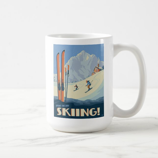 Mug Passez la journée à skier Vintage (Droite)
