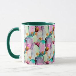 Mug Pastel Aquarelle Cactus Fleurs Motif du désert