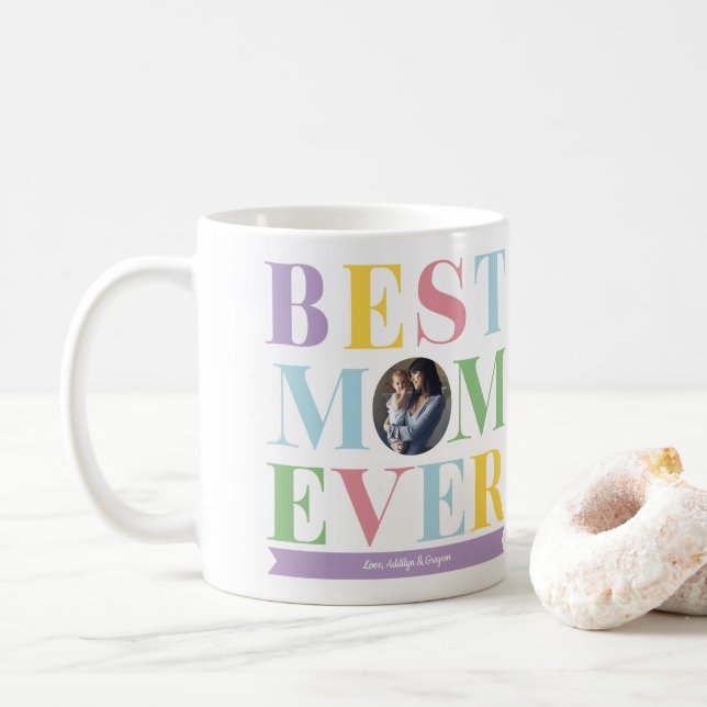 Mug Pastel Best Mom Ever cadeau photo (Avec donut)