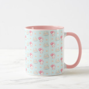 Mug Pastel Bleu Lapin Kawaii Mignon et Ours Endorm