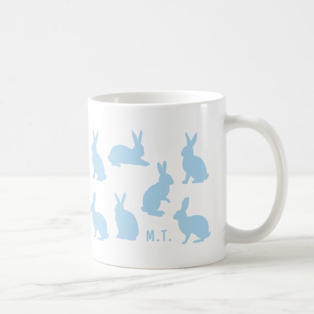 Mug Pastel Blue Bunnies With Custom Monogram Easter (Droite)