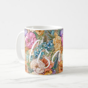 Mug Pastel Boho Big Happy Aquarelle Botanique Florales