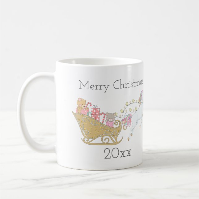 Mug Pastel Christmas Unicorne Père Noël Sleigh  (Gauche)