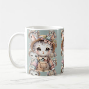 Mug Pastel Cottagecore Chat en boules et Casquette pai