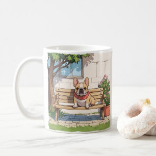 Mug Pastel des Bulldogs français avec fleurs