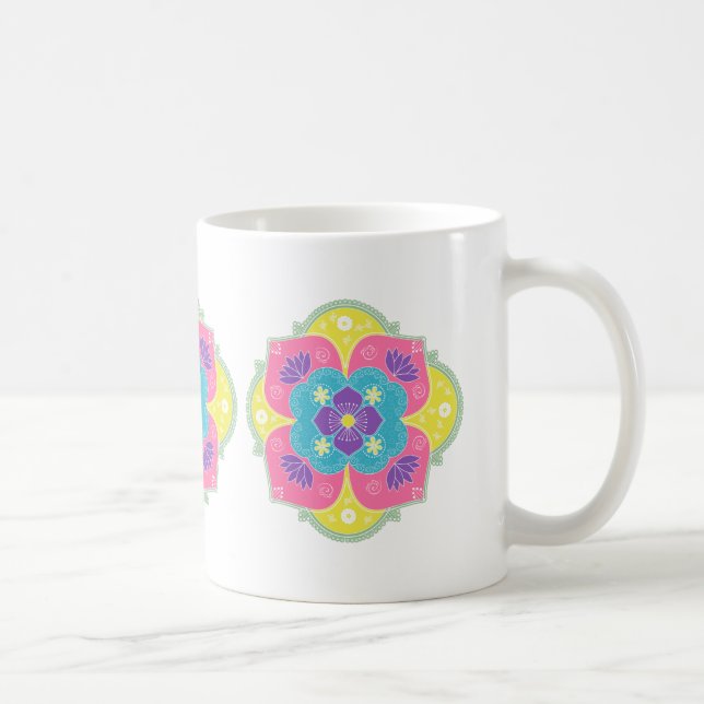 Mug Pastel Lumineux Lotus Rangoli (Droite)