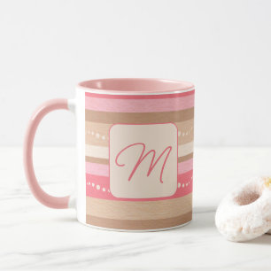 Mug Pastel Monogramme Et Motif De Grilles