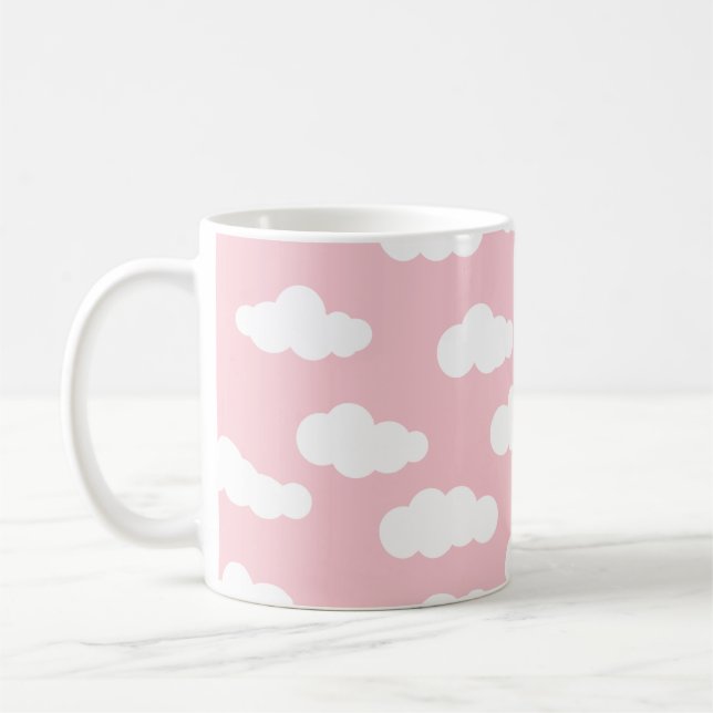 Mug Pastel Nuages Asthétique Blanc Et Rose Art (Gauche)