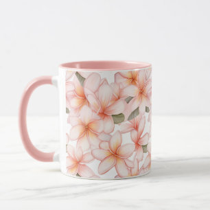 Mug Pastel Pink Plumeria Frangipani à motifs floraux
