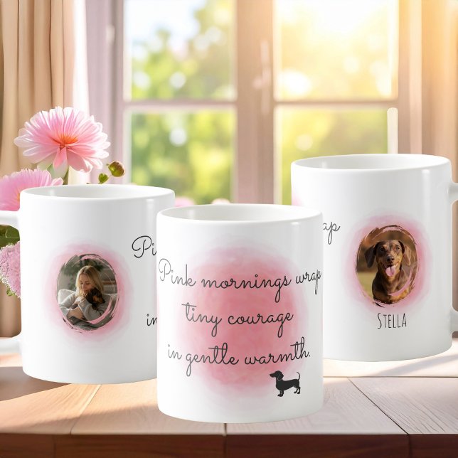 Mug Pastel Pink Watercolor Dachshund - Custom Photo (Créateur téléchargé)