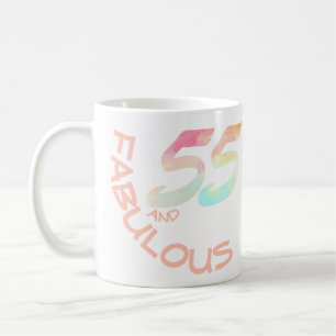Mug Pastel Rainbow Typographie 55 ans Anniversaire