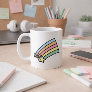 Mug Pastel Shooting Star Arc-en-ciel Rétro Esthétique 