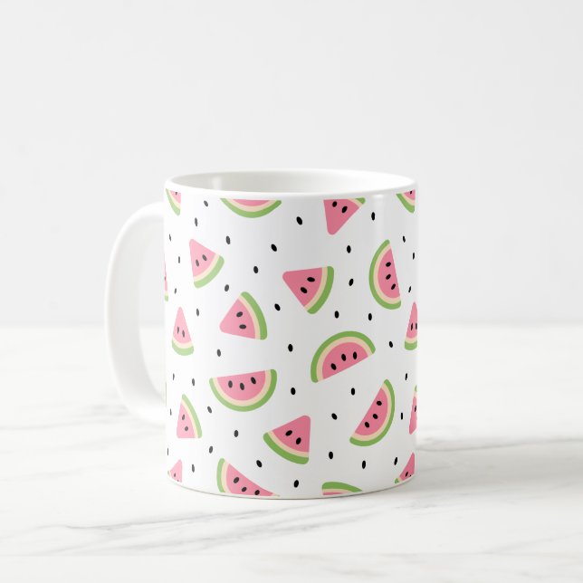 Mug Pastèque rose, Graines de pastèque, Motif d'été (Devant gauche)