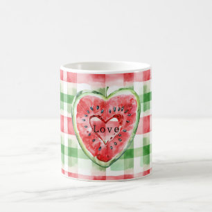 Mug Pastèque rouge vert blanc cœurs rayures