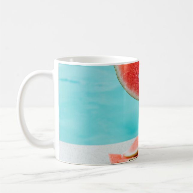 Mug pastèque tranchée sur papier blanc (Gauche)