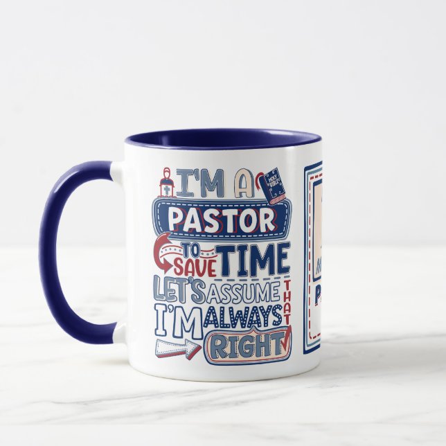 Mug Pasteur drôle toujours droite Humour chrétien (Gauche)