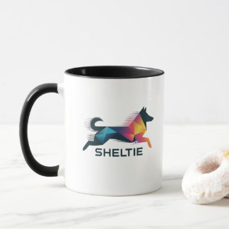 Mug Pastor de Shetland poligonal en amarillo y azul